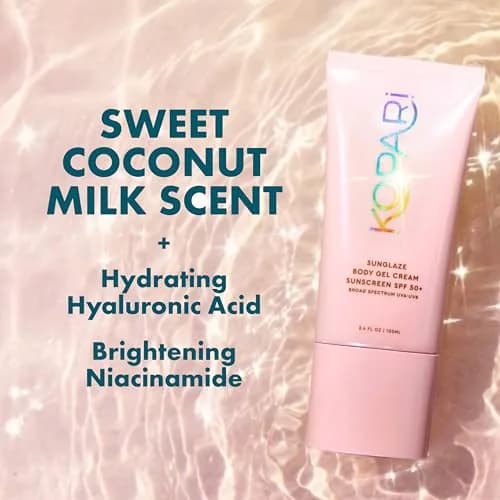 Kopari Sunglaze Body Gel Cream Sunscreen SPF 50+ 100ml (3.4 Fl Oz) | Broad-Spectrum Protection with Hyaluronic Acid & Coconut Oil thumbnail 5