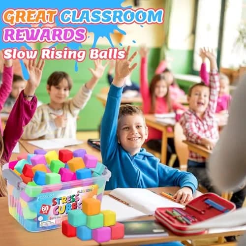 VISCOO 60 Pack Slow Rising Stress Cube 3.6cm (1.4 inch) | Non-Toxic TPR Fidget Toy for Kids & Adults thumbnail 7