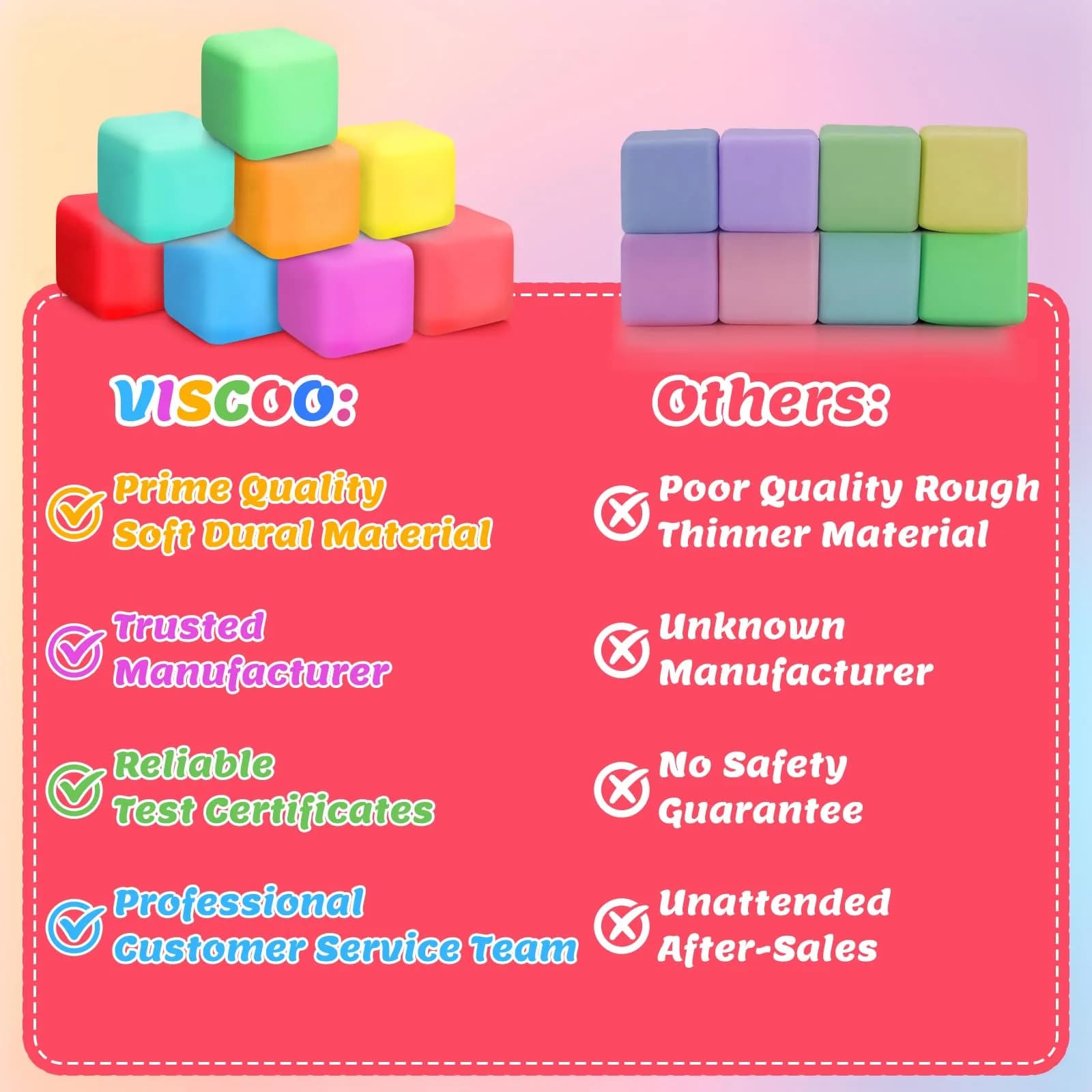 VISCOO 60 Pack Slow Rising Stress Cube Fidget Toys | Non-Toxic BPA-Free - view 5
