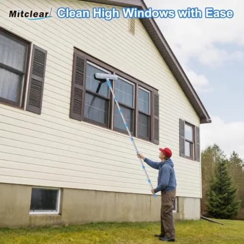 Mitclear 300 cm (10 Feet) Long Squeegee Window Cleaner Tool with Microfiber Scrubber | Streak-Free Outdoor High Window Cleaning thumbnail 5