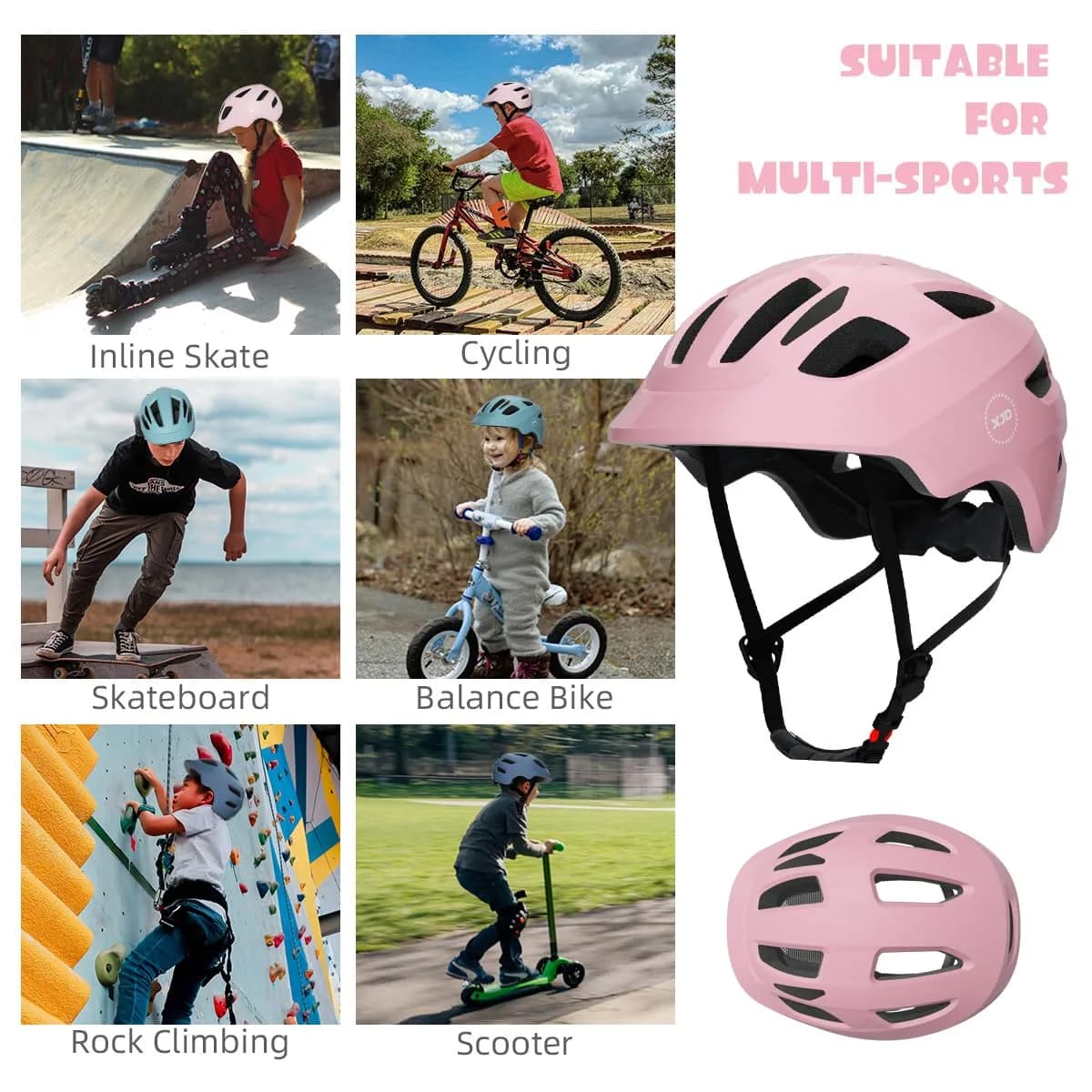XJD XX-Small Light Pink Toddler Multi-Sport Bike Helmet for Babies (44-48 cm) - view 3
