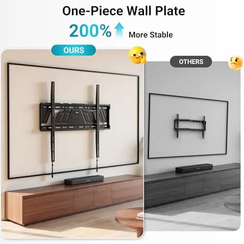 BONTEC Heavy Duty Fixed TV Wall Mount 43-100 Inch TVs, 220 lbs Capacity, VESA 800x600mm | Secure One-Piece Steel Bracket for Large Screens thumbnail 4