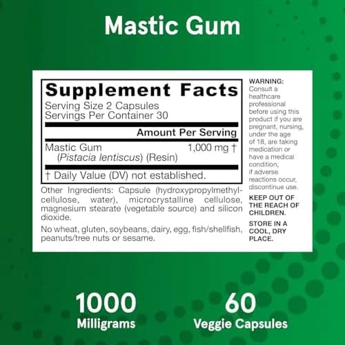 Jarrow Formulas Mastic Gum 1000 mg Veggie Capsules 120 Count (60 Count Pack of 2) | Supports Stomach and Duodenal Health thumbnail 7