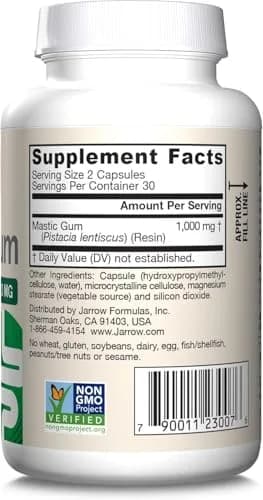 Jarrow Formulas Mastic Gum 1000 mg Veggie Capsules 120 Count (60 Count Pack of 2) | Supports Stomach and Duodenal Health thumbnail 9