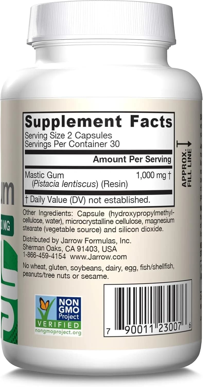 Jarrow Formulas Mastic Gum 1000 mg Veggie Capsules 120 Count (60 Count Pack of 2) | Supports Stomach and Duodenal Health - view 9