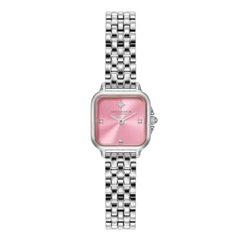 Olivia Burton Mini Grosvenor 20mm Women’s Quartz Watch | Pink Frost Rose Sunray Dial, Stainless Steel Bracelet, 30m Water Resistance thumbnail 1