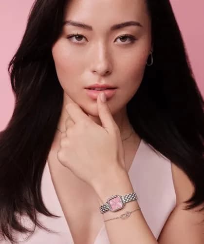 Olivia Burton Mini Grosvenor 20mm Women’s Quartz Watch | Pink Frost Rose Sunray Dial, Stainless Steel Bracelet, 30m Water Resistance thumbnail 3
