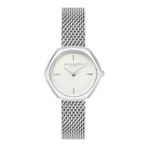 Olivia Burton Charing 29mm Women’s Quartz Watch | Hexagonal Honeycomb Design, Silver Dial, Mesh Strap thumbnail 1