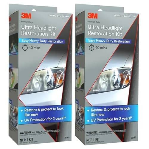 3M Ultra Headlight Restoration Kit 39195, 2 Kits | Restores Cloudy Yellowed Plastic Lenses thumbnail 1