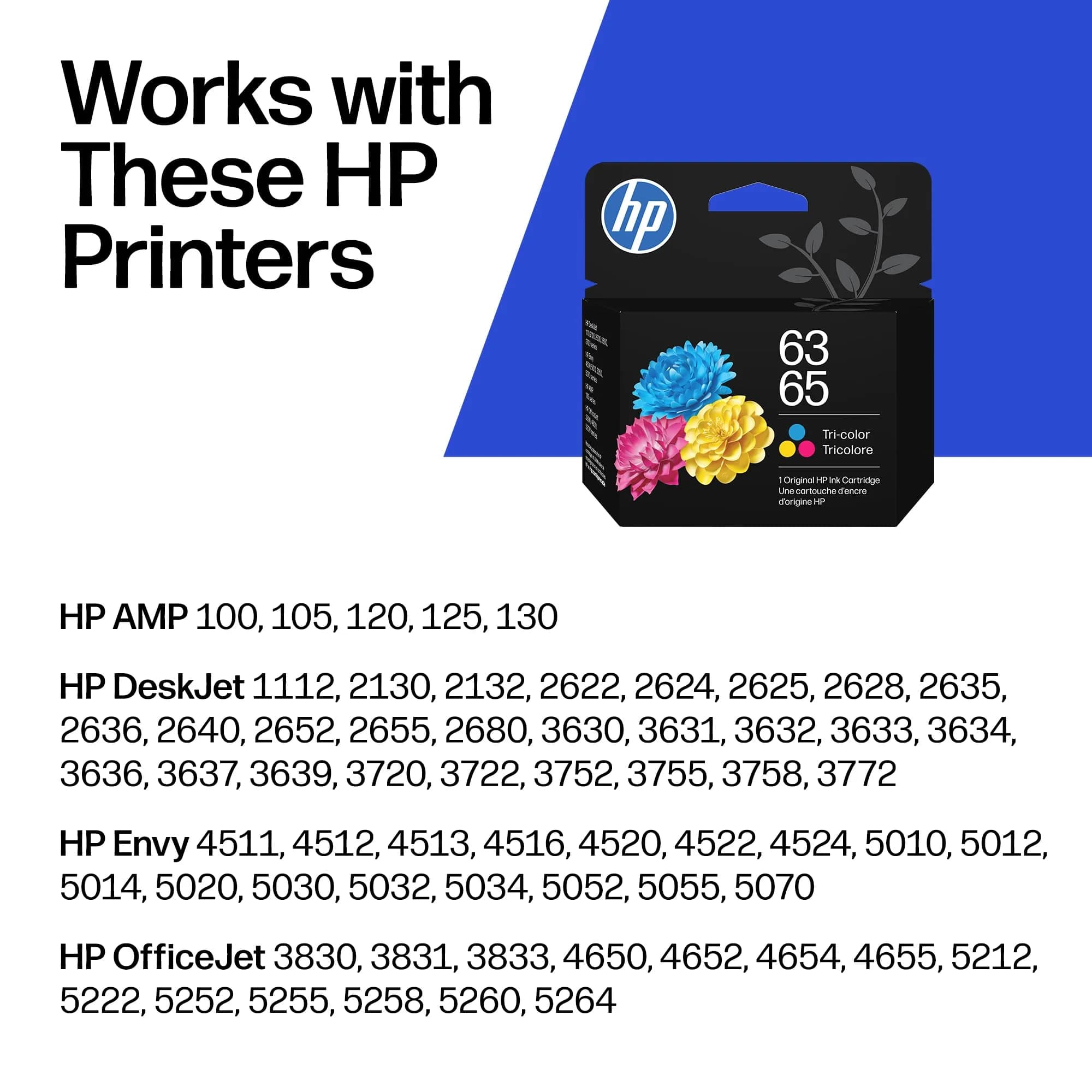 HP 63 Tri-Color Ink Cartridge - 100 Pages Yield - Model 63/65 - view 2