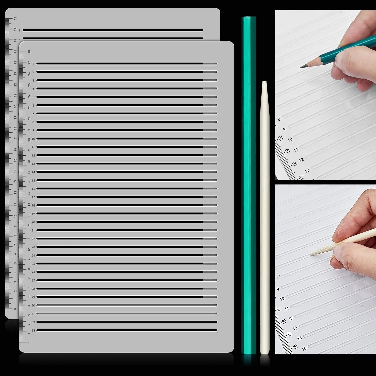 Fainne 2-Pack Plastic Straight Line Stencil Template | 8mm Line Space - main product image