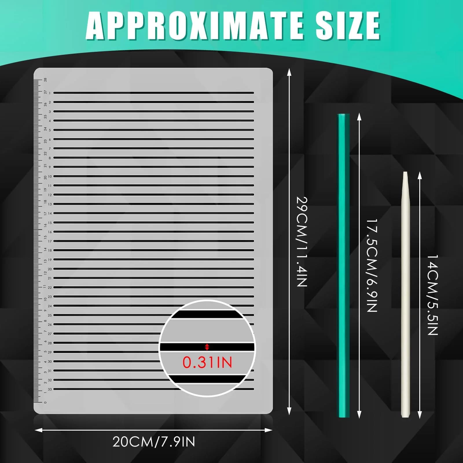 Fainne 2-Pack Plastic Straight Line Stencil Template | 8mm Line Space - view 2