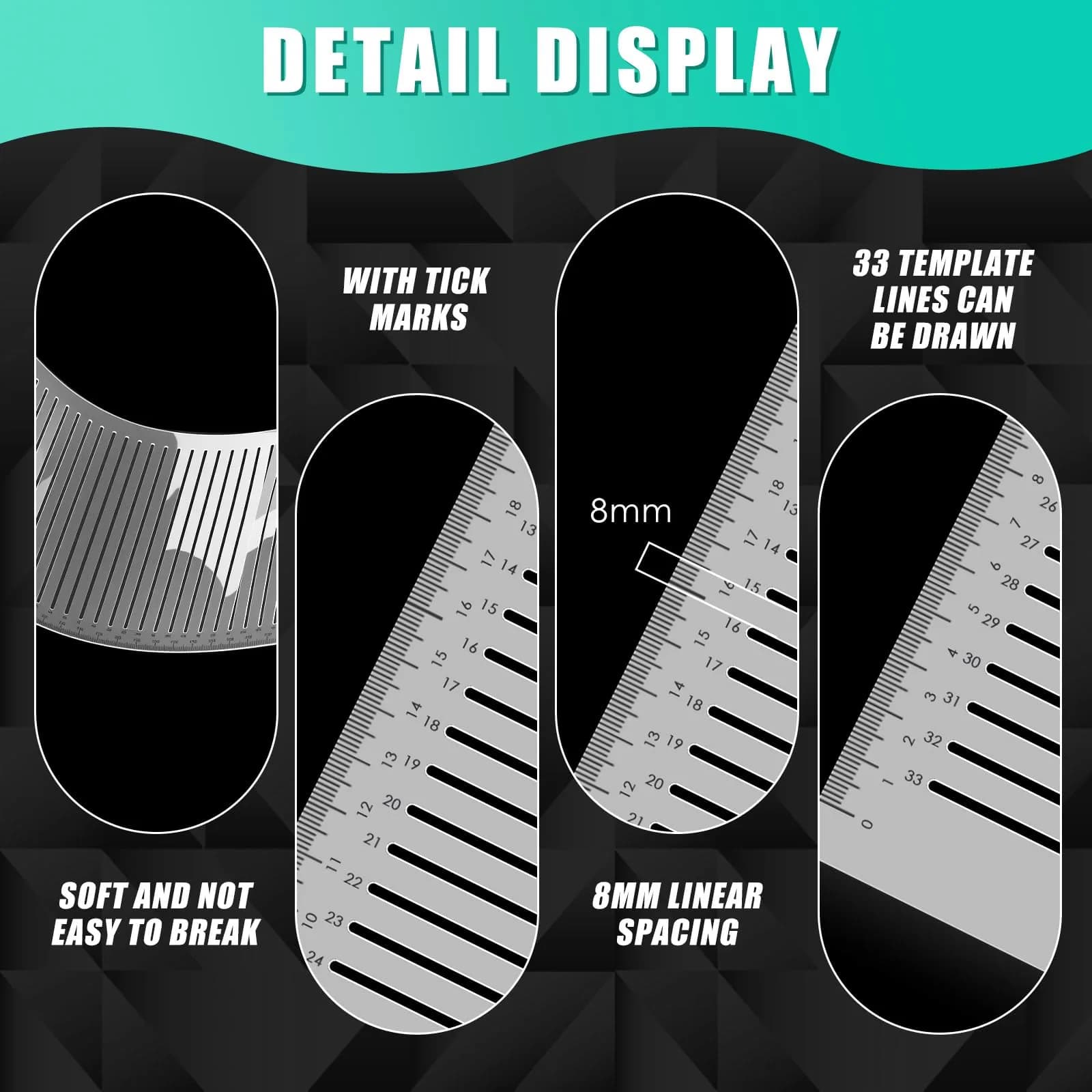 Fainne 2-Pack Plastic Straight Line Stencil Template | 8mm Line Space - view 3