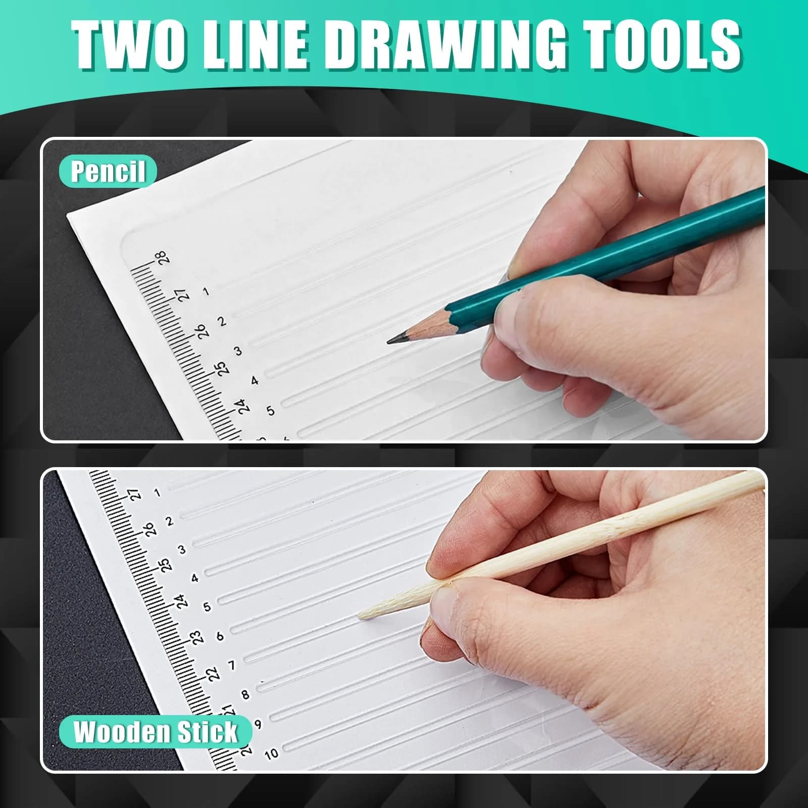 Fainne 2-Pack Plastic Straight Line Stencil Template | 8mm Line Space - view 4
