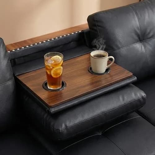 Topcomfy Faux Leather Sectional Couch - L Shaped Black | Modular Living Room Sofa thumbnail 2