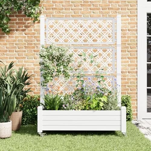 WTFGO Elevated Raised Garden Bed with Trellis & Wheels, Ashen-61.2"h | Outdoor Vertical Garden Planter thumbnail 2