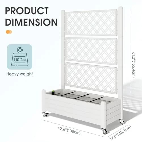 WTFGO Elevated Raised Garden Bed with Trellis & Wheels, Ashen-61.2"h | Outdoor Vertical Garden Planter thumbnail 3