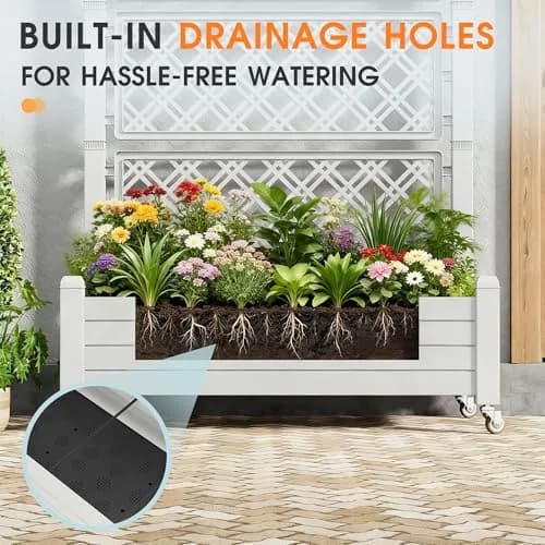 WTFGO Elevated Raised Garden Bed with Trellis & Wheels, Ashen-61.2"h | Outdoor Vertical Garden Planter thumbnail 4