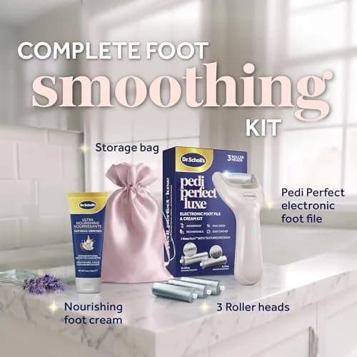 Dr. Scholl's Pedi Perfect Luxe Electric Foot File & Cream Kit | 200ml (6.76 Fl Oz) | Waterproof & Rechargeable thumbnail 2