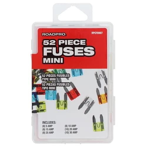 RoadPro 52-Piece Mini Fuse Set with Storage Case | Assorted Amperage, Fast-Acting Protection thumbnail 5