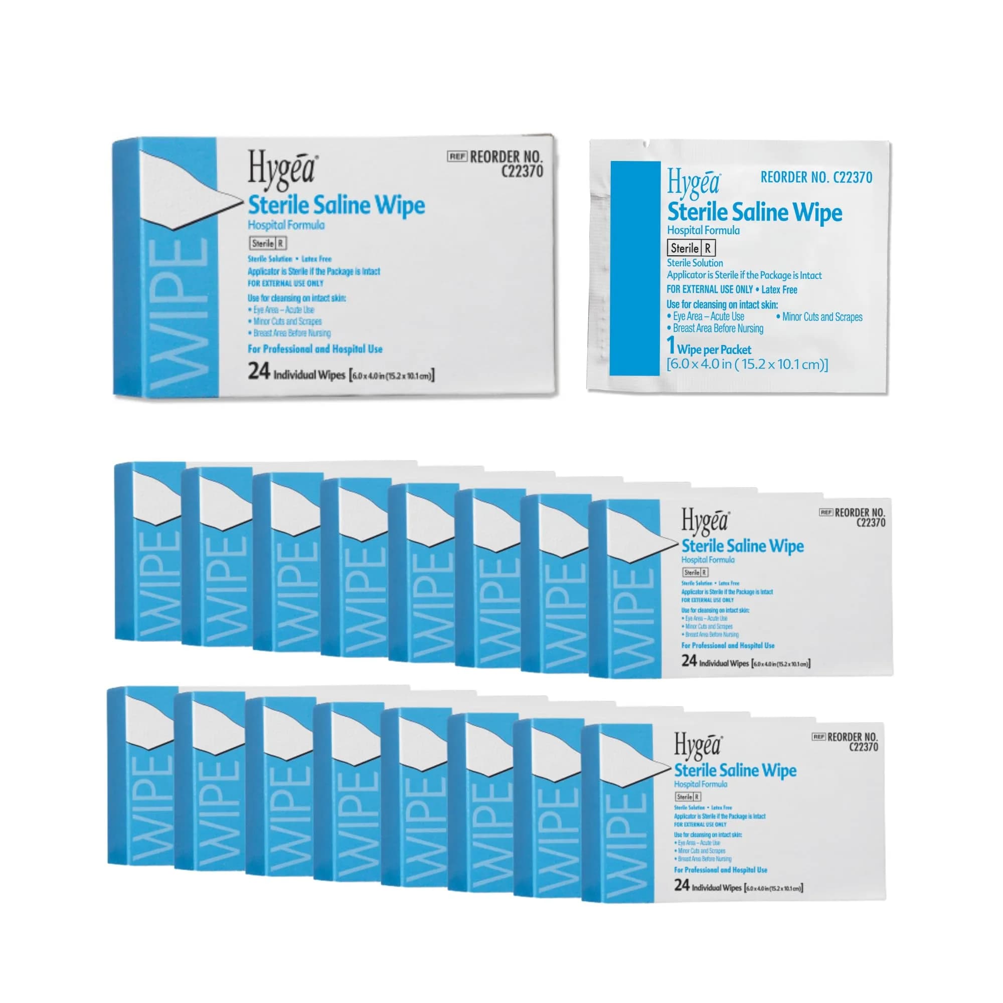PDI Sterile Saline Wipes | 576 Count, Individually Wrapped for Eye & Skin Care, Newborns & Piercing | Case Pack (24 Boxes)