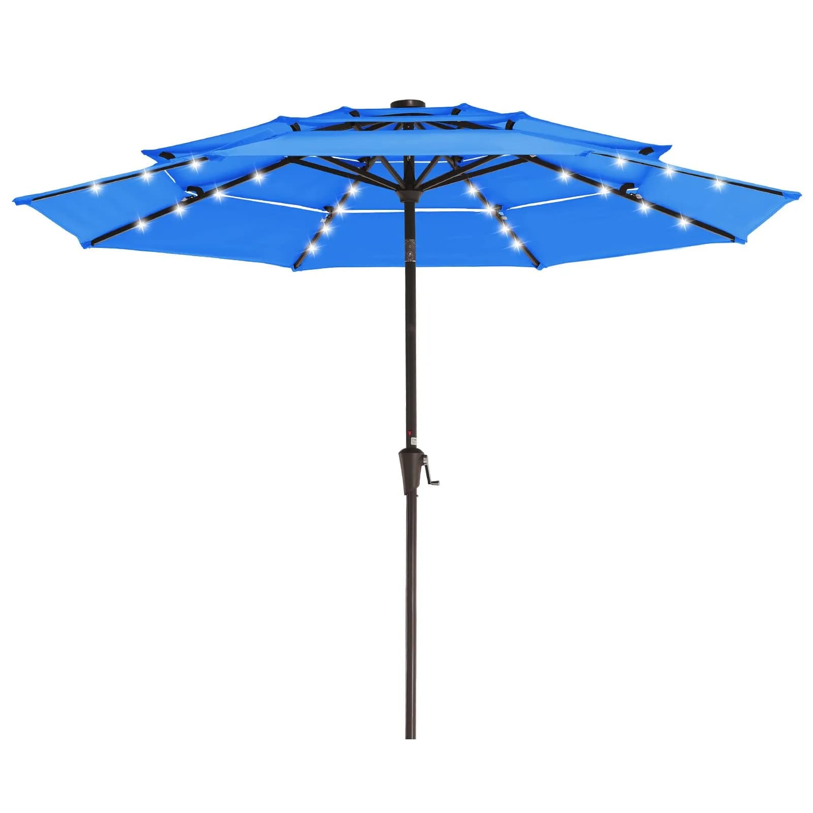 JEAREY 9 ft 3-Tier Outdoor LED Lighted Patio Umbrella with Crank, Royal Blue | Vented, Waterproof & UV Resistant - main product image
