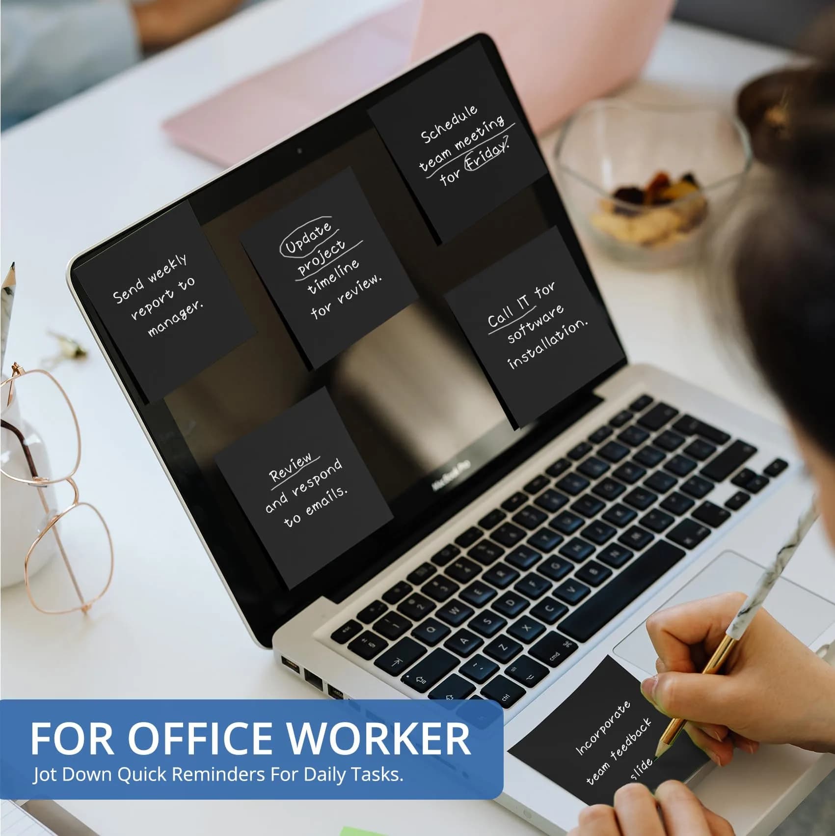 Taja 3x3 Inch Self-Stick Note Pads | Bulk Pack Value for Office & Study Organization - view 4
