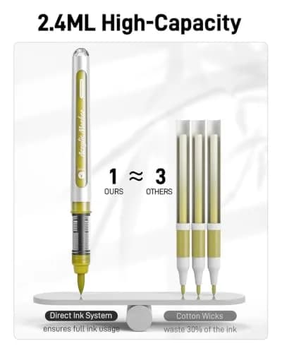 JusArt Gold Acrylic Paint Markers Brush Tip (3-Pack, 1-8mm Lines) | ASTM D4236 Certified thumbnail 7