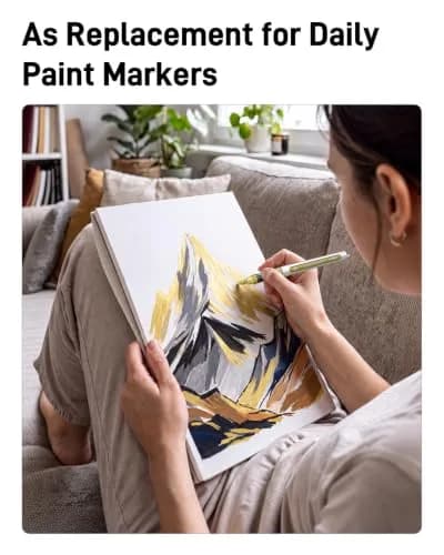 JusArt Gold Acrylic Paint Markers Brush Tip (3-Pack, 1-8mm Lines) | ASTM D4236 Certified thumbnail 8