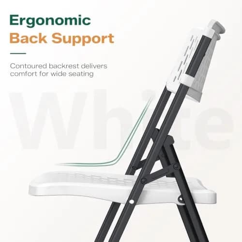 FurniEdge White Folding Chairs 4-Pack | Mesh Injection Molded Plastic, Metal Frame, 400 lbs Support, Indoor/Outdoor Use thumbnail 4