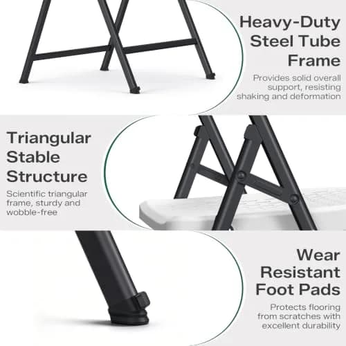 FurniEdge White Folding Chairs 4-Pack | Mesh Injection Molded Plastic, Metal Frame, 400 lbs Support, Indoor/Outdoor Use thumbnail 5