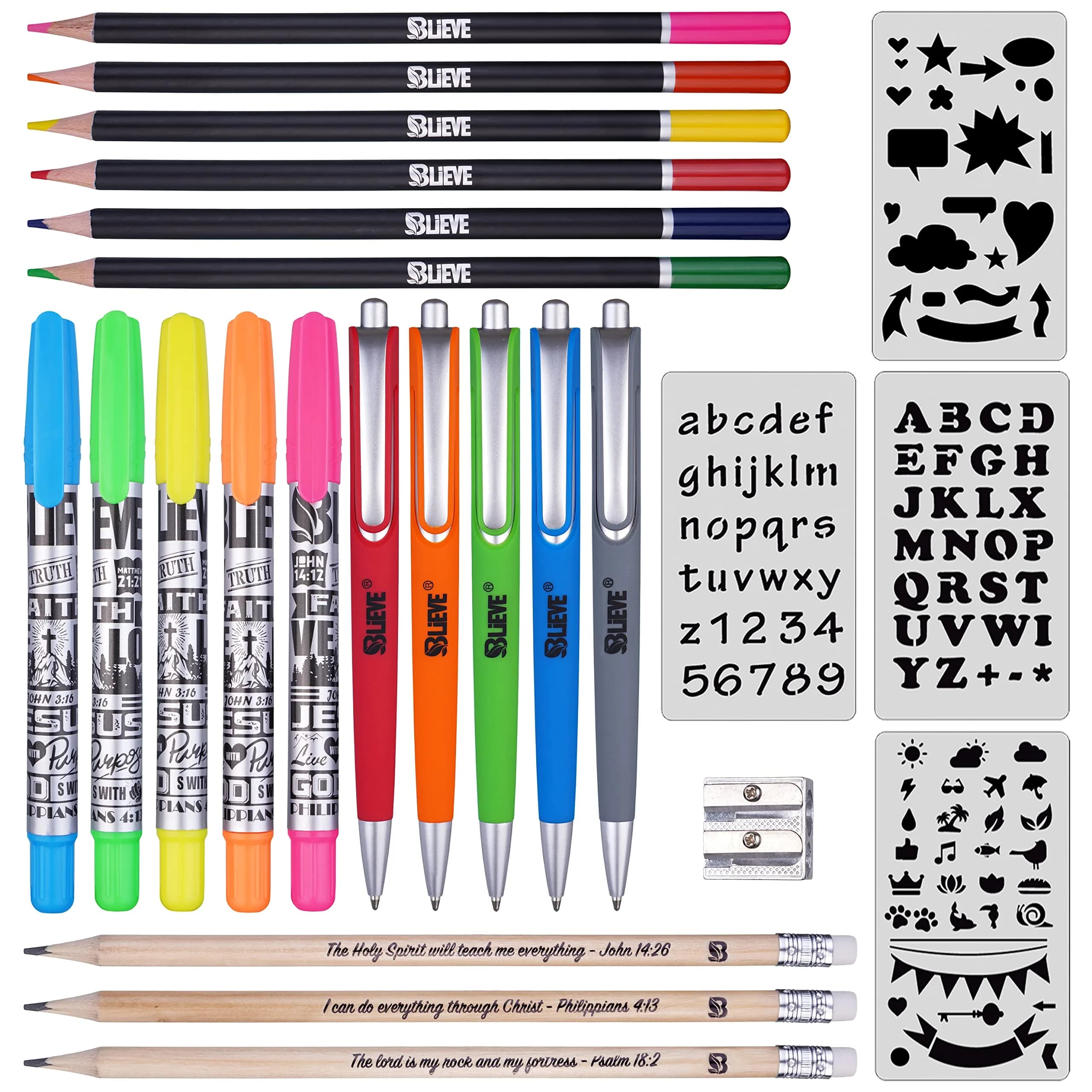 BLIEVE Aesthetic Gel Pens & Highlighters Set | Soft Ink, No Bleed, Bible Journaling (10-Pack) - view 2