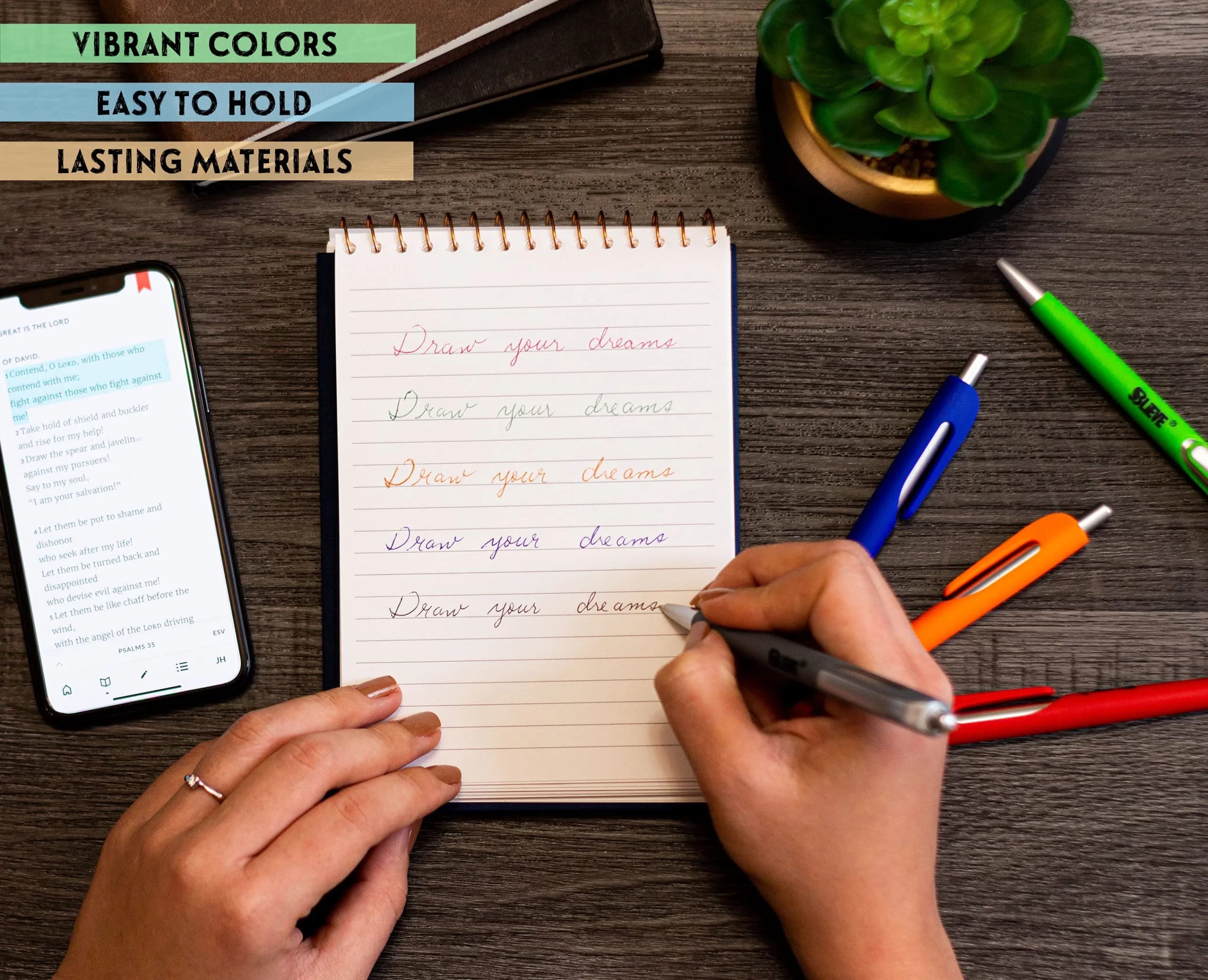 BLIEVE Aesthetic Gel Pens & Highlighters Set | Soft Ink, No Bleed, Bible Journaling (10-Pack) - view 8