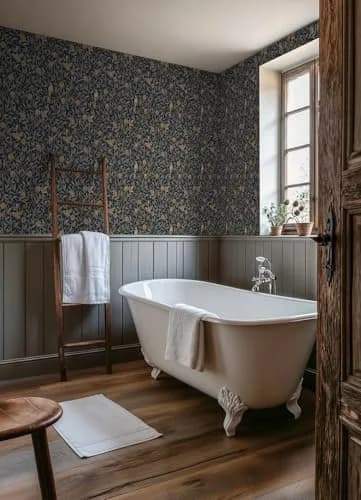 NuWallpaper x Morris & Co. Bird and Pomegranate Indigo Peel and Stick Wallpaper, MCS6590 | Botanical Floral Pattern, 20.5" x 18ft thumbnail 2