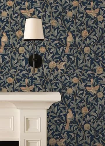 NuWallpaper x Morris & Co. Bird and Pomegranate Indigo Peel and Stick Wallpaper, MCS6590 | Botanical Floral Pattern, 20.5" x 18ft thumbnail 3