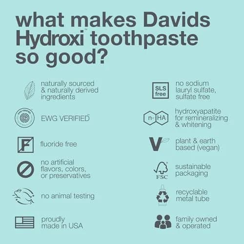 Davids Nano Hydroxyapatite Toothpaste Whitening Enamel Health Spearmint 4oz (113g) | EWG Verified Natural Formula thumbnail 6