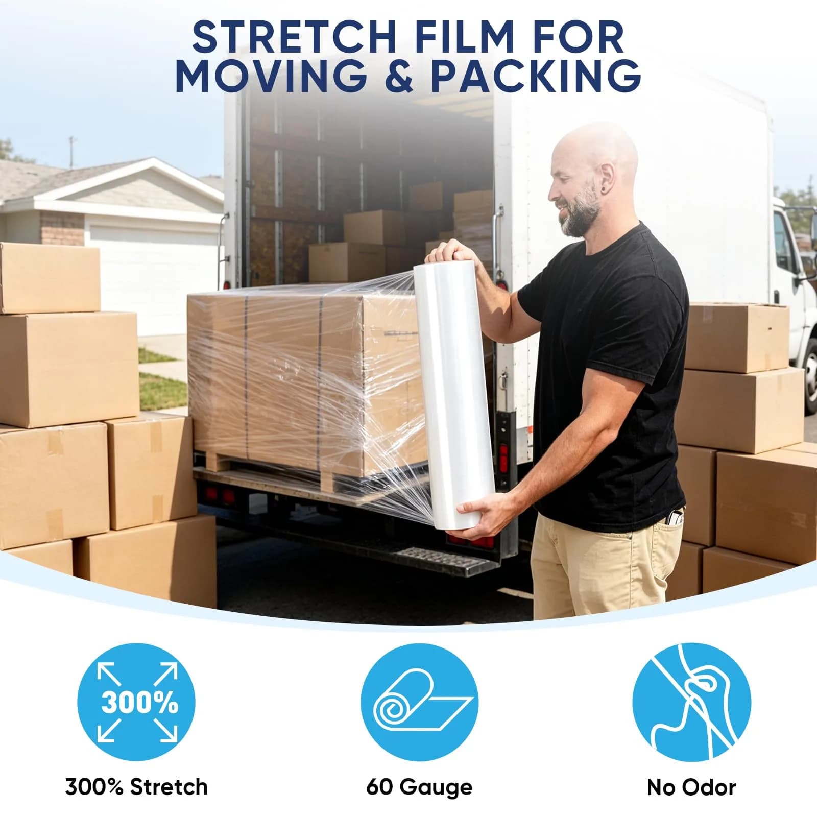 TICONN Clear Stretch Wrap Film Roll, 1000ft Industrial Strength 45.7cm (18 inch) Wide | Essential Packing Supply - view 5