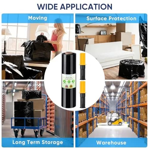 TICONN Stretch Wrap Roll, 15 in x 1000 ft Plastic Wrap with Handles | Industrial Strength for Moving Furniture thumbnail 7