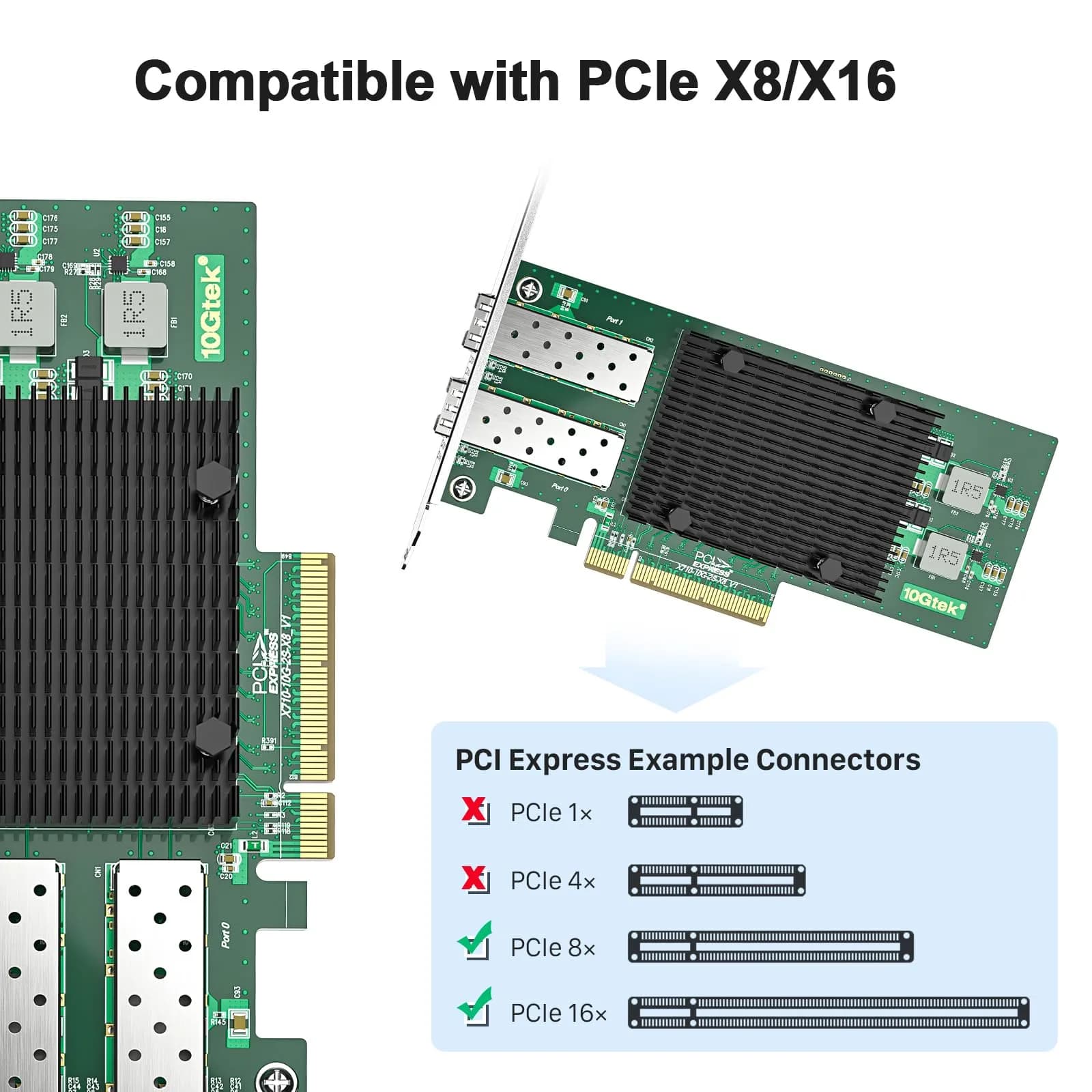 10Gtek Dual SFP+ Port 10Gb PCI-E NIC Network Card with Intel X710-BM2 Controller | 2-Pack - view 2