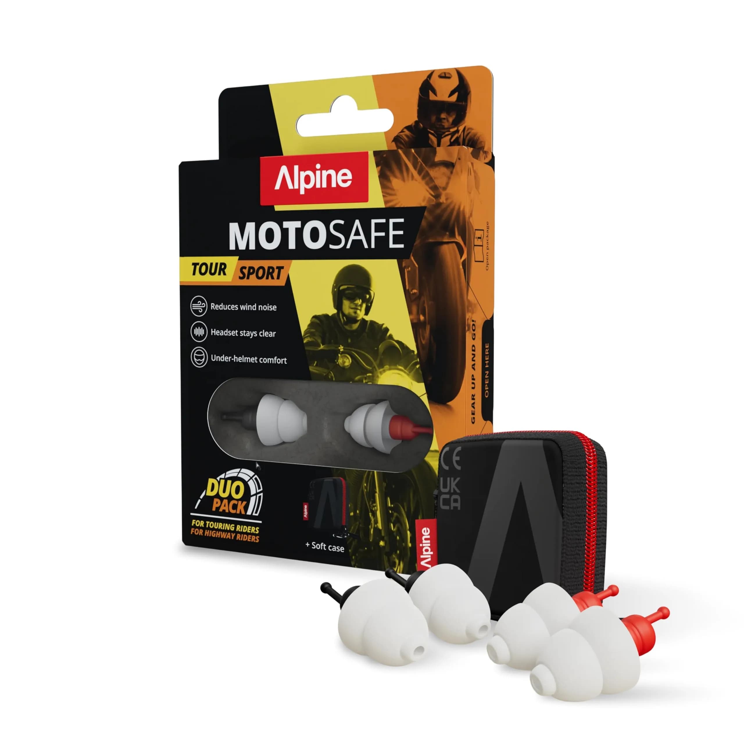 Alpine MotoSafe Duo Motorcycle Ear Plugs for Wind Noise Reduction | 2 Pairs (20dB SNR) - main product image