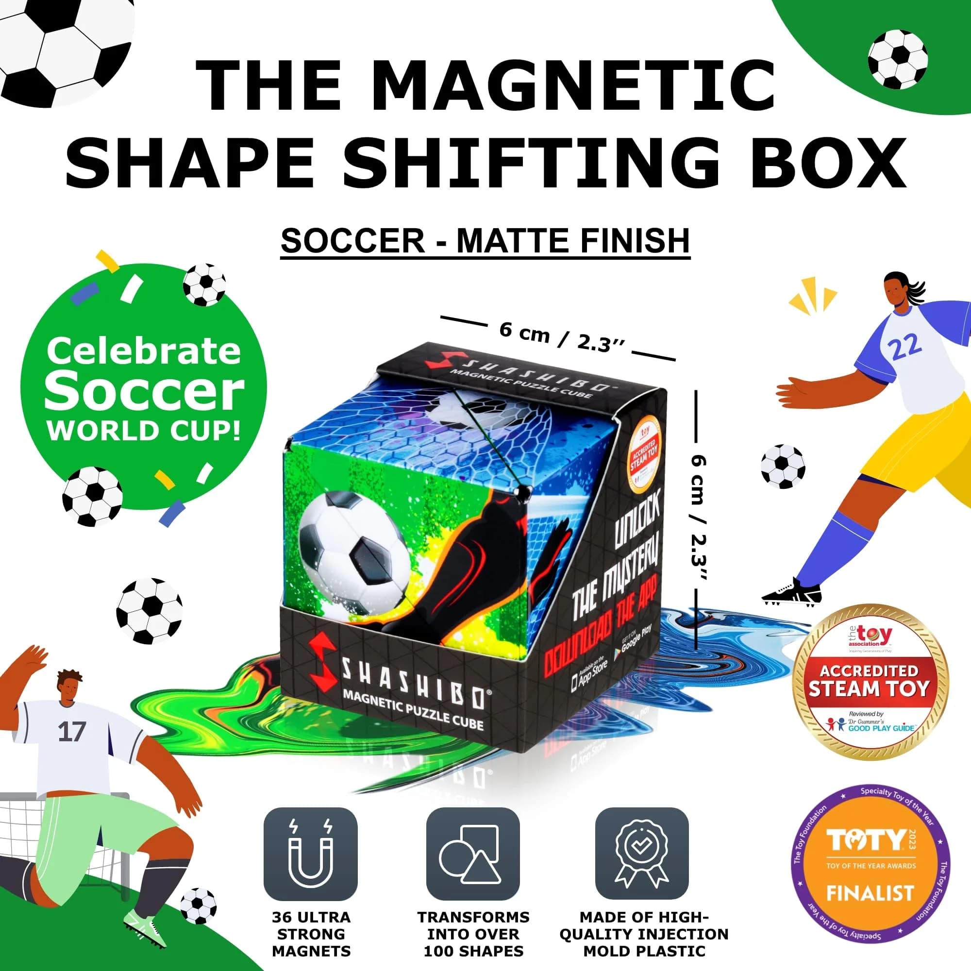 Shashibo Soccer Dodeca Sensory Fidget Toy | Shape Shifting Cube for Kids & Adults - view 2