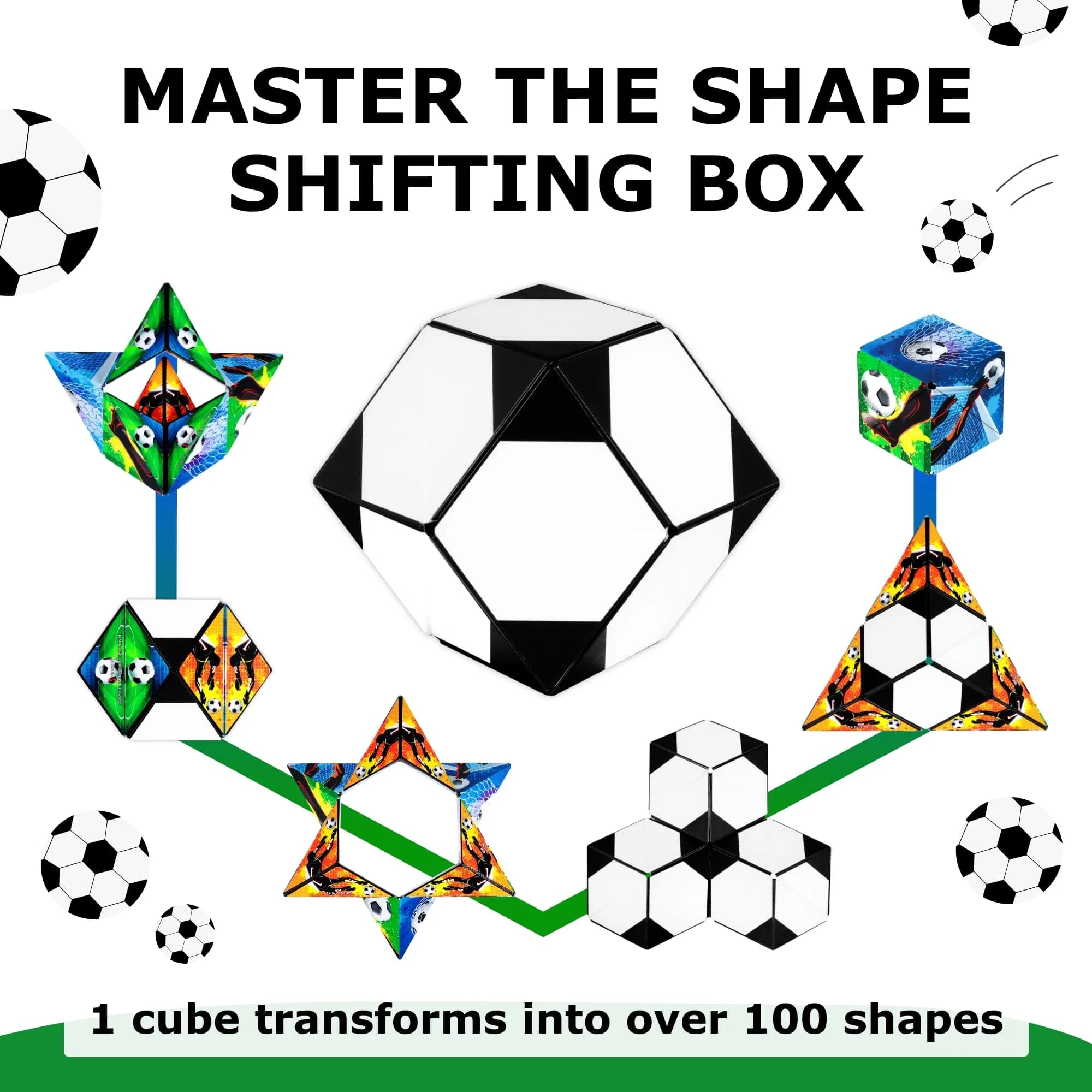 Shashibo Soccer Dodeca Sensory Fidget Toy | Shape Shifting Cube for Kids & Adults - view 4