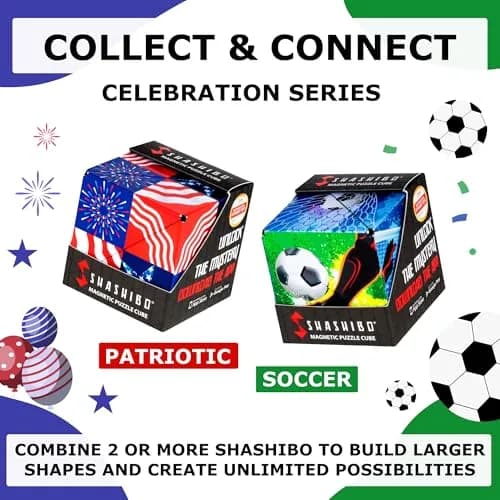 Shashibo DODECA Patriotic Magnetic Puzzle Cube 6.3cm (2.5in) | STEM/STEAM Educational Fidget Toy thumbnail 6