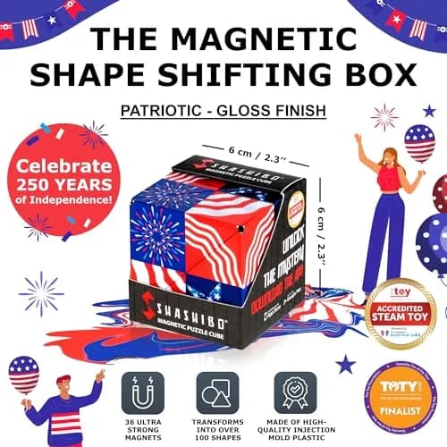 Shashibo DODECA Patriotic Magnetic Puzzle Cube 6.3cm (2.5in) | STEM/STEAM Educational Fidget Toy thumbnail 2