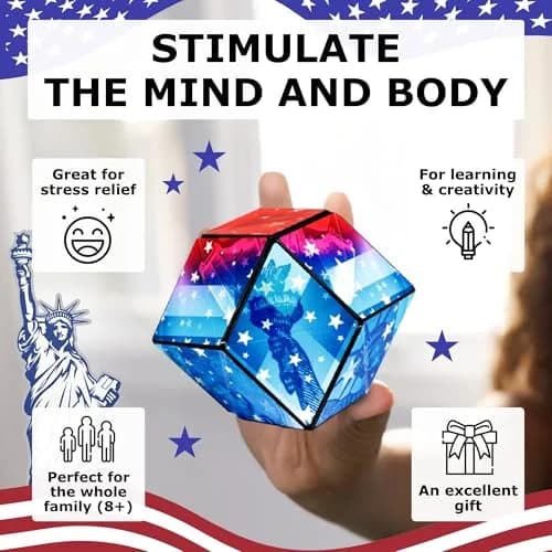 Shashibo DODECA Patriotic Magnetic Puzzle Cube 6.3cm (2.5in) | STEM/STEAM Educational Fidget Toy thumbnail 3