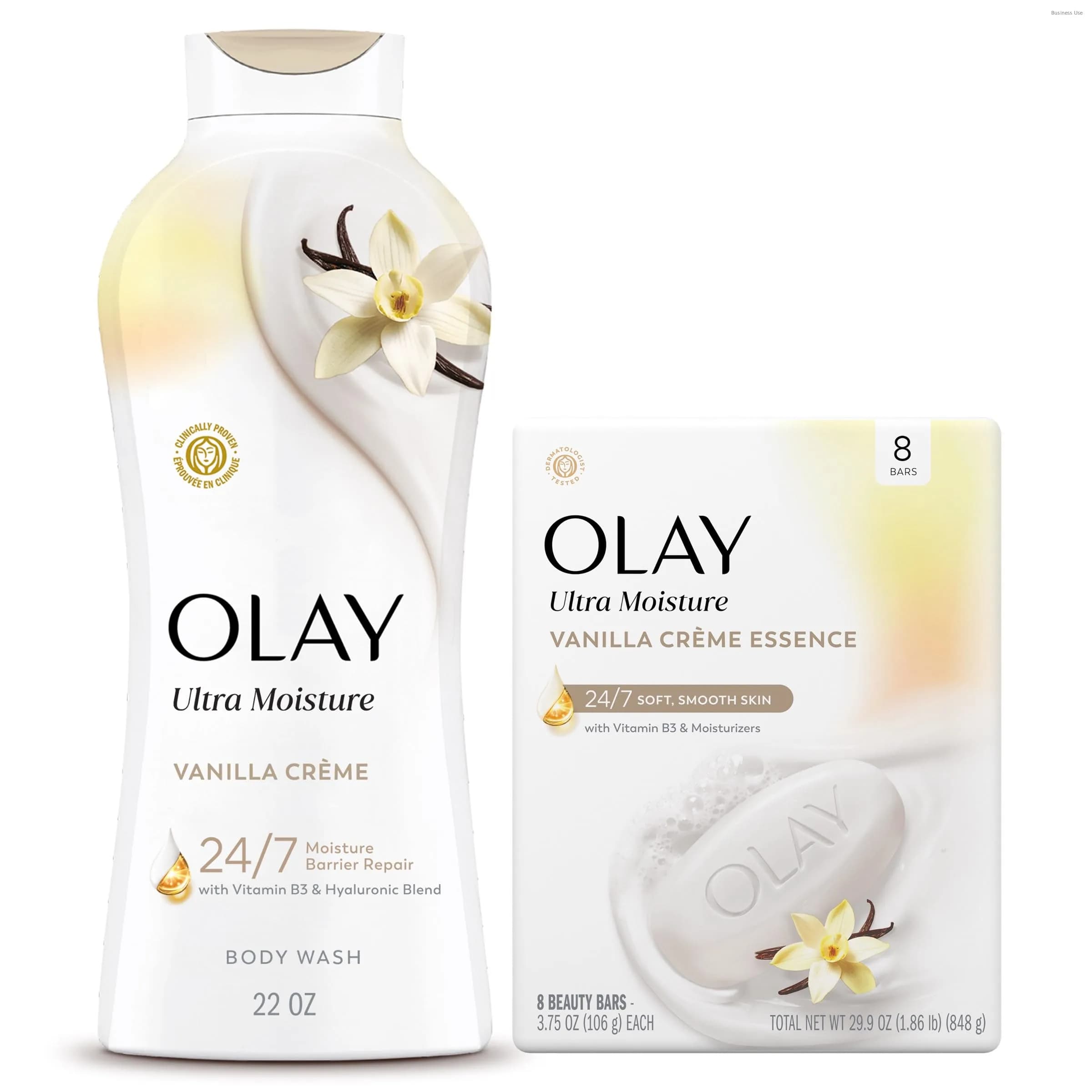 Olay Ultra Moisture Body Wash & Vanilla Crème Beauty Bar Bundle | 650ml (22 fl oz) + 210g (7.5 oz total) - main product image