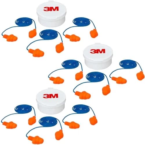 3M Corded Reusable Earplugs 3 Pair (Pack of 3) | NRR 25 dB Noise Reduction thumbnail 1