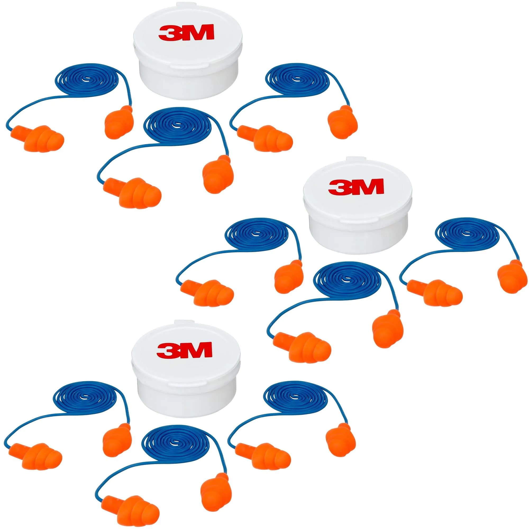 3M Corded Reusable Earplugs 3 Pair (Pack of 3) | NRR 25 dB Noise Reduction