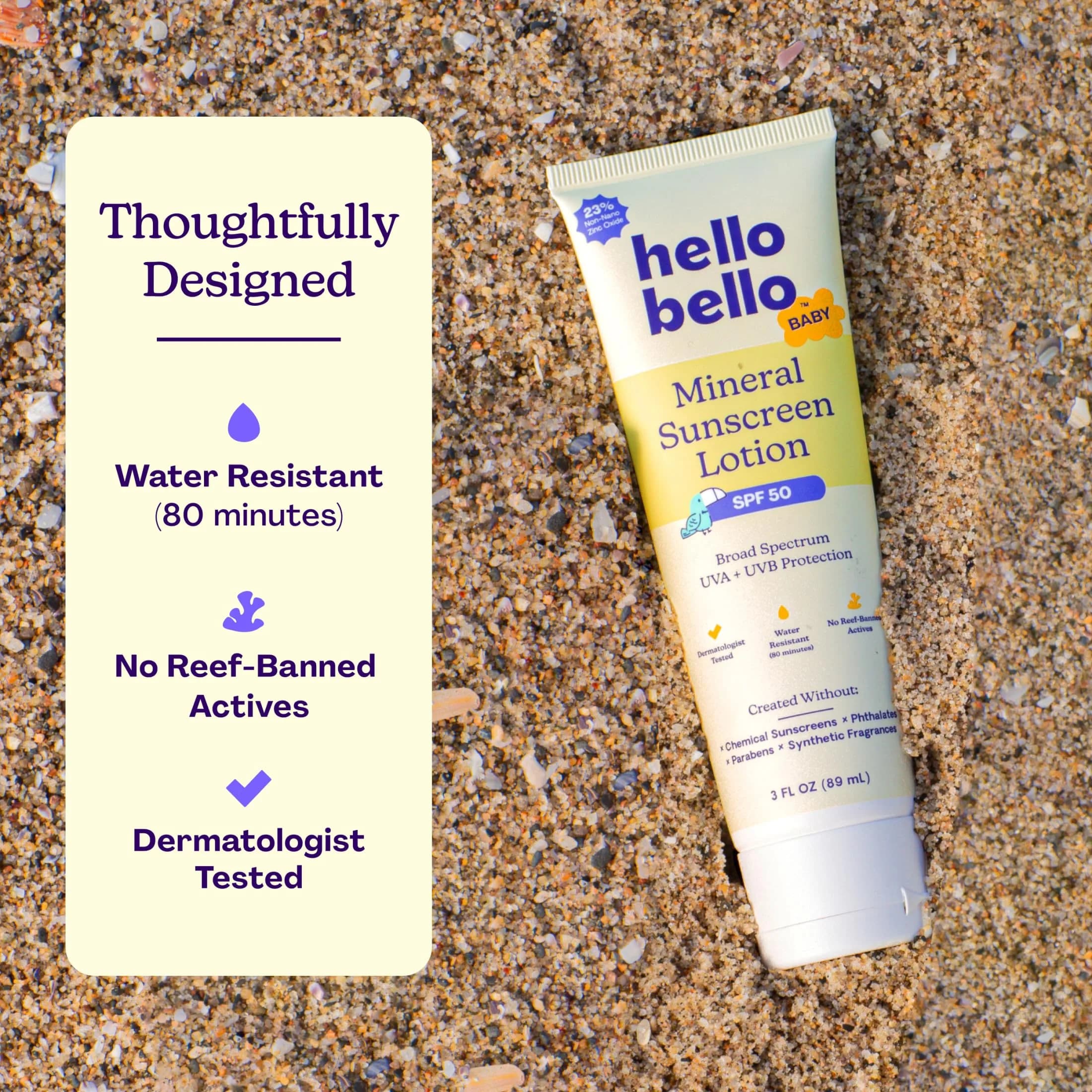 Hello Bello Baby Mineral Sunscreen Lotion SPF 50, 3 oz - Gentle Roll-On Sun Protection for Face & Body - view 4