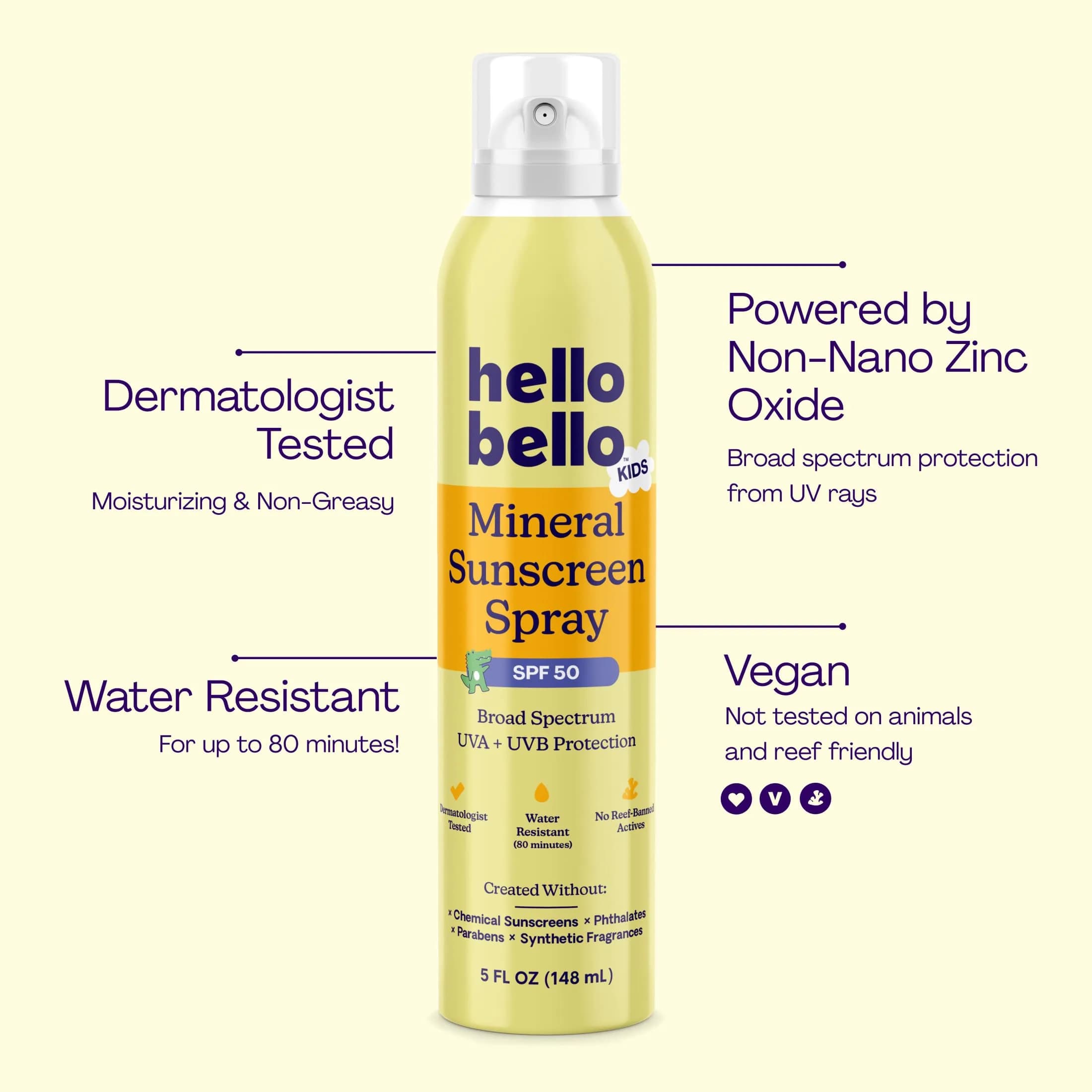 Hello Bello Kids SPF 50 Mineral Sunscreen Spray - 5oz Bottle | Gentle UVA + UVB Protection - view 3